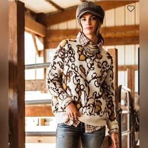 Anthropology Gimmicks Printed Sweater, size M, NWT